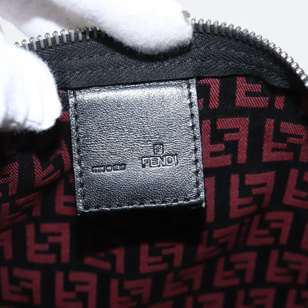 FENDI Zucchino Canvas Hand Bag Red Silver 97411