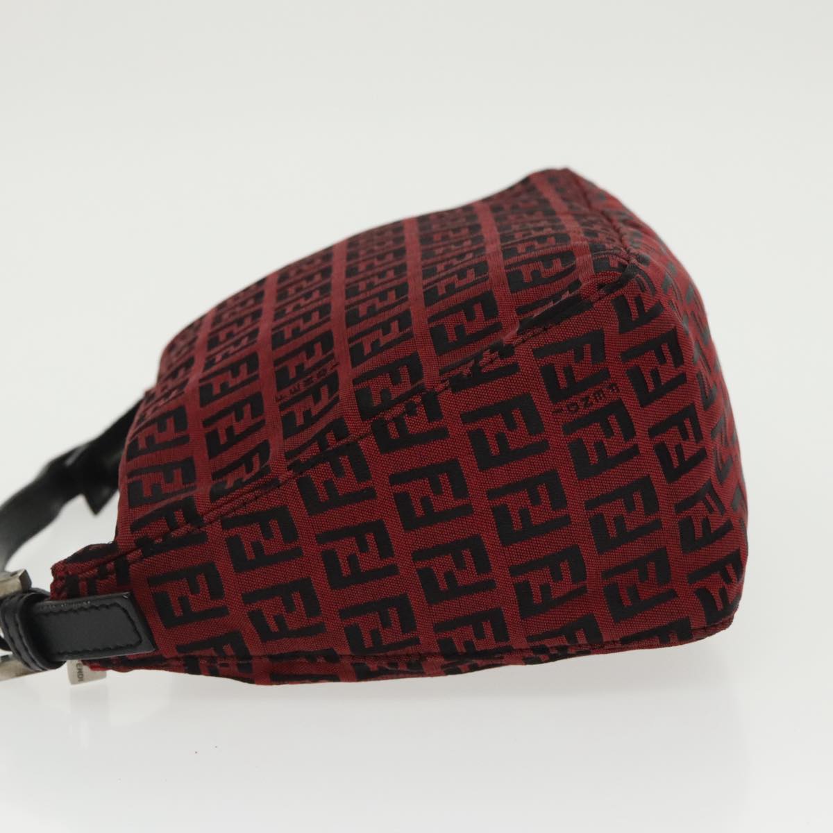 FENDI Zucchino Canvas Hand Bag Red Silver 97411