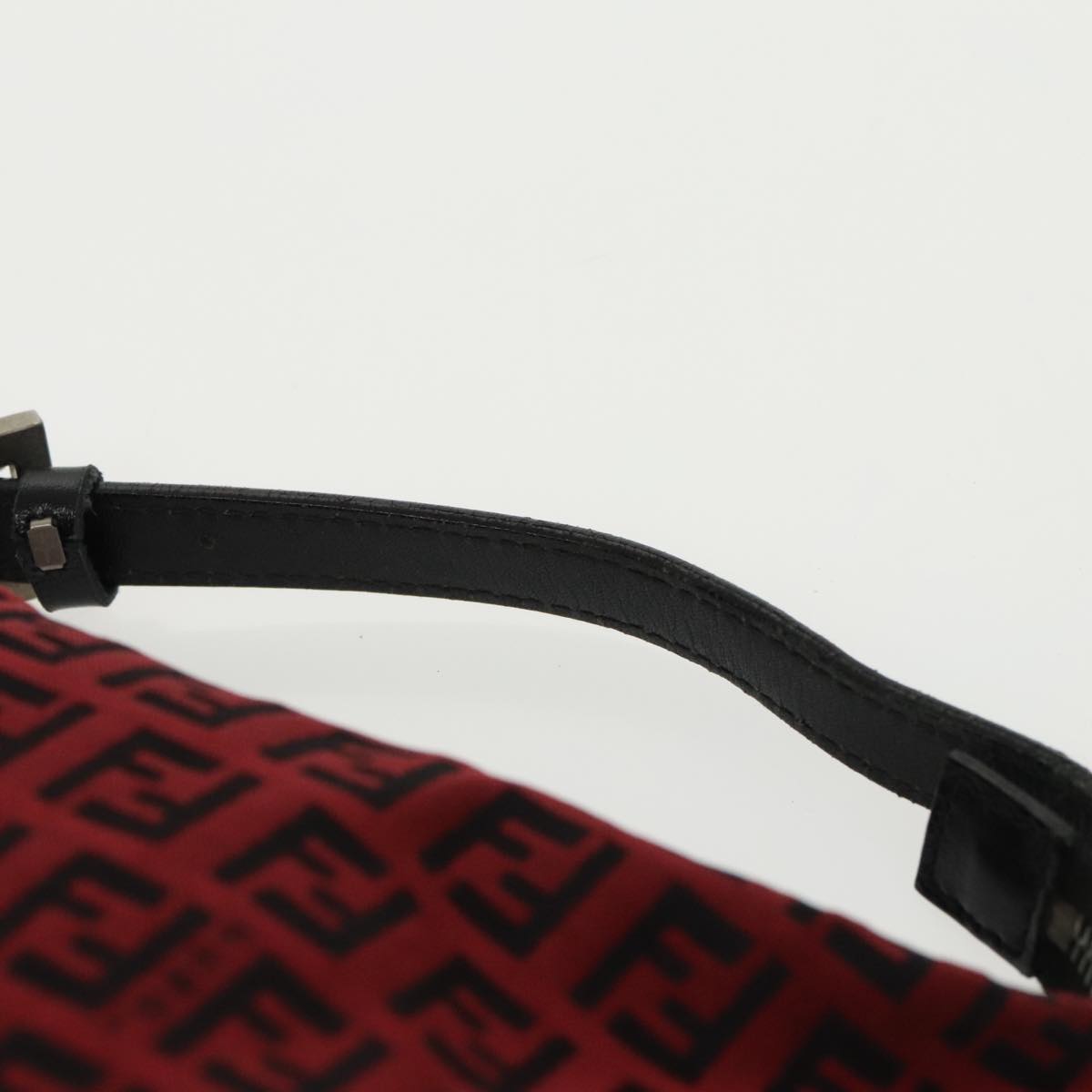FENDI Zucchino Canvas Hand Bag Red Silver 97411