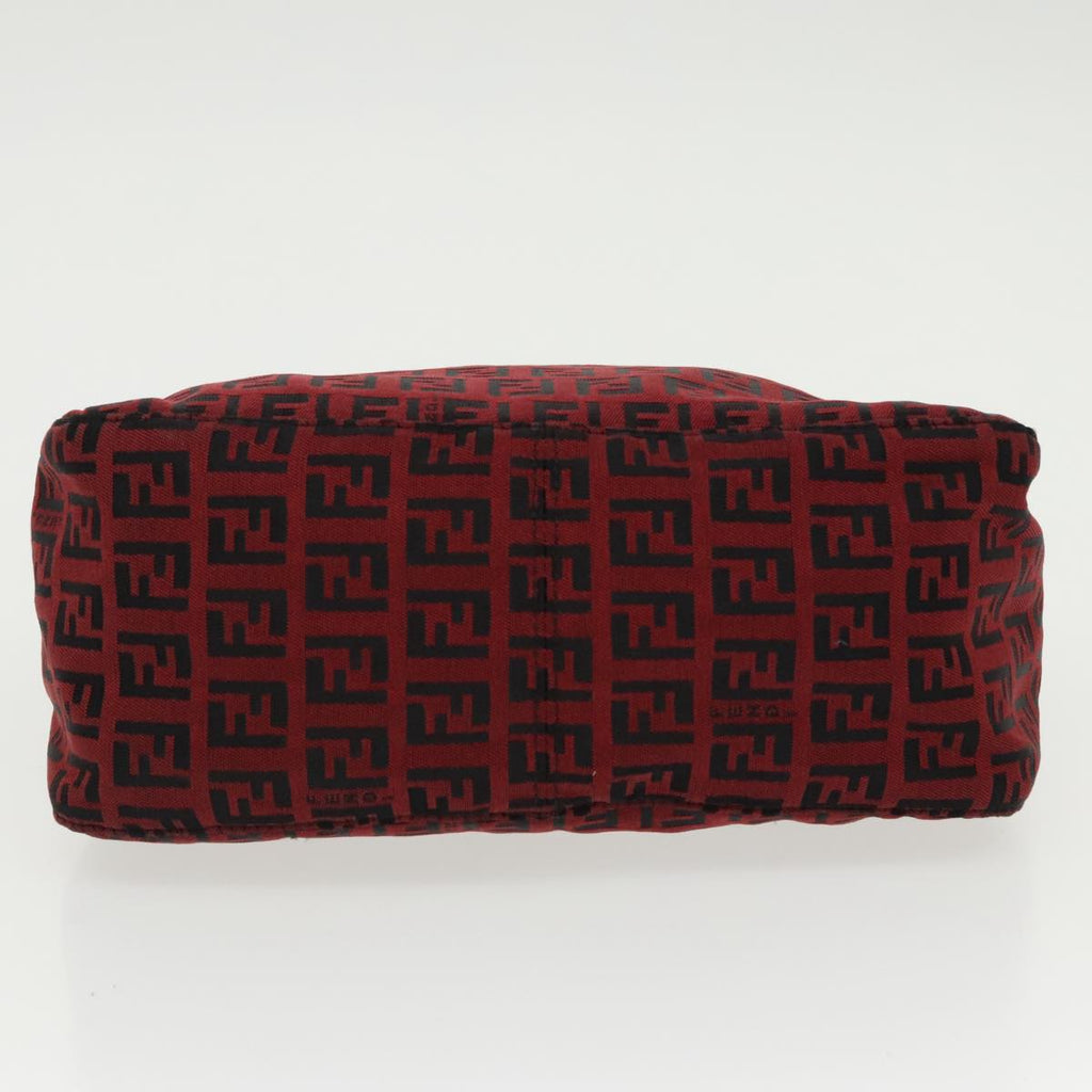 FENDI Zucchino Canvas Hand Bag Red Silver 97411