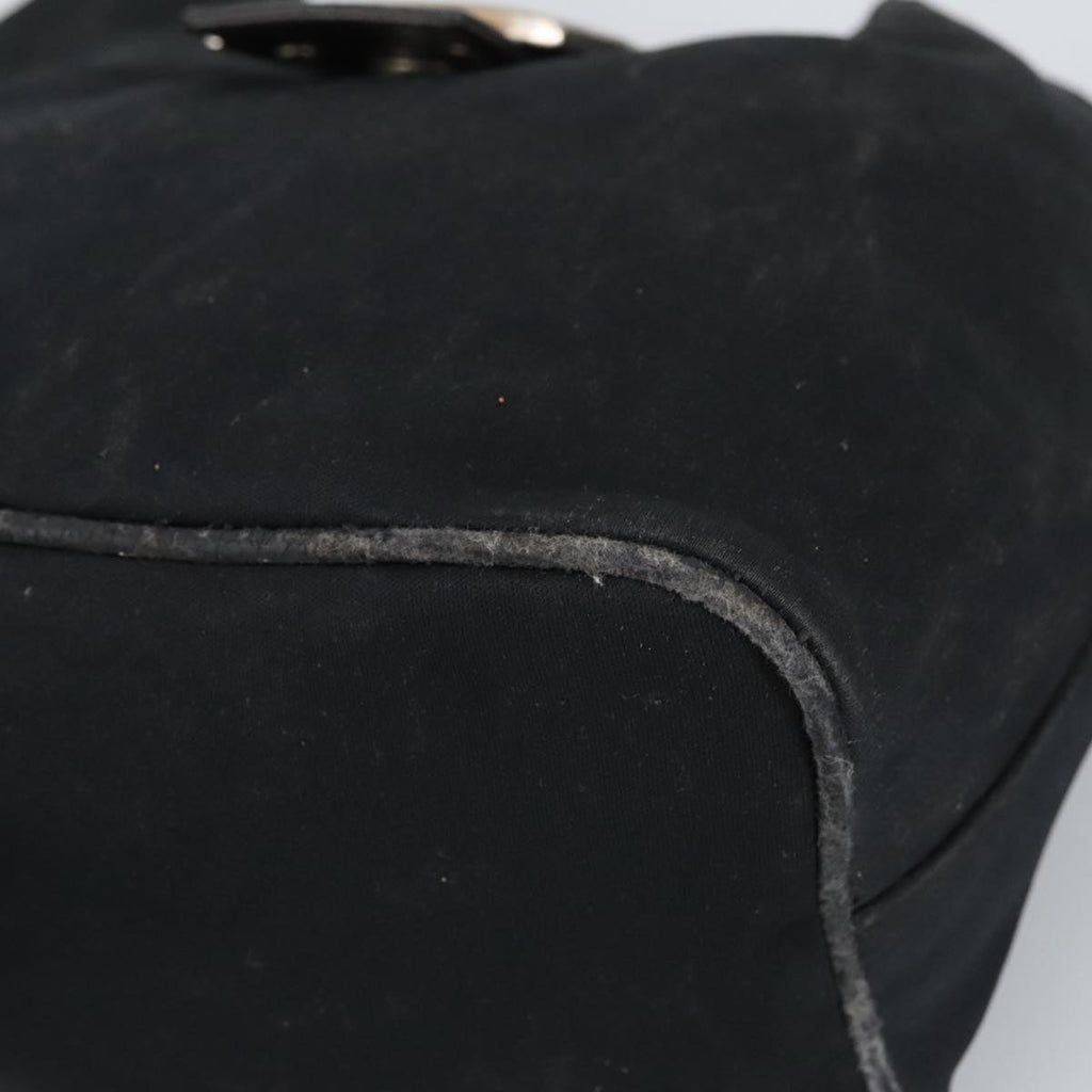 FENDI Mamma Baguette Shoulder Bag Nylon Leather Black Silver 97412