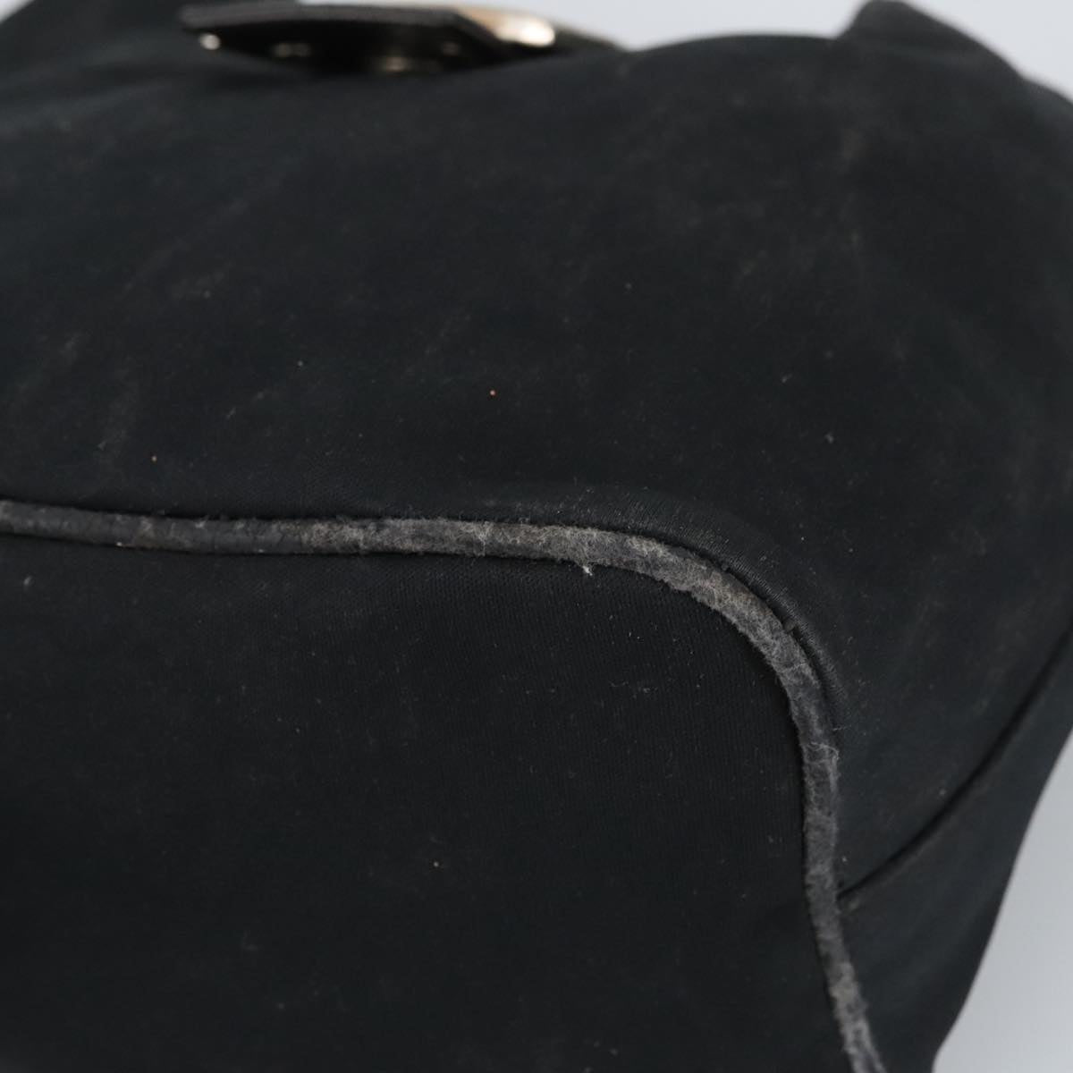 FENDI Mamma Baguette Shoulder Bag Nylon Leather Black Silver 97412
