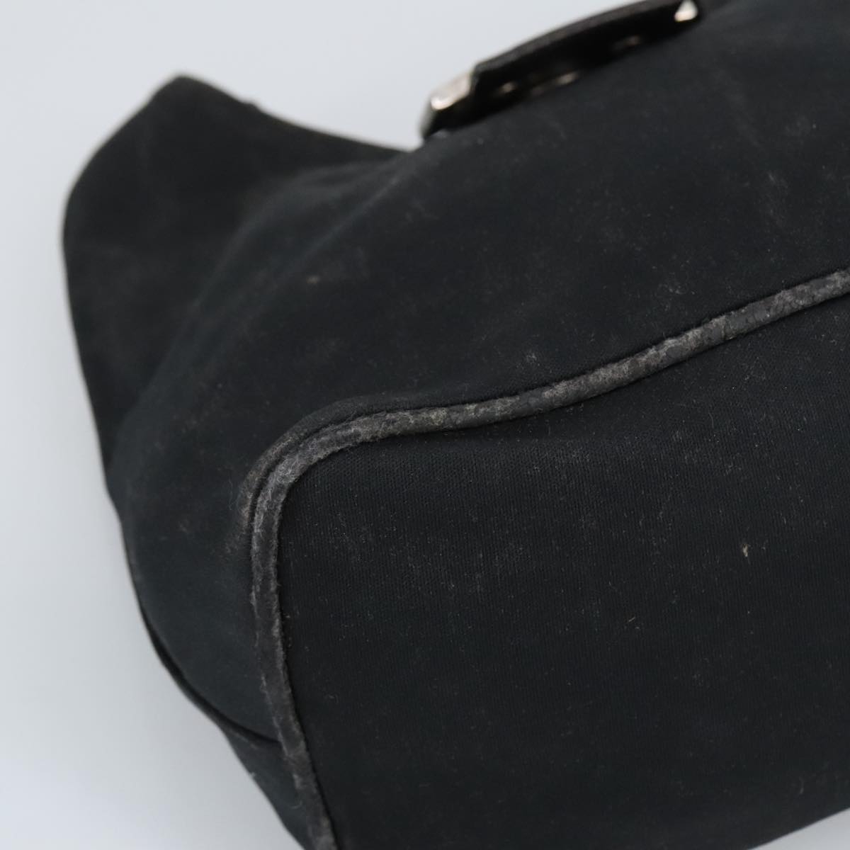 FENDI Mamma Baguette Shoulder Bag Nylon Leather Black Silver 97412