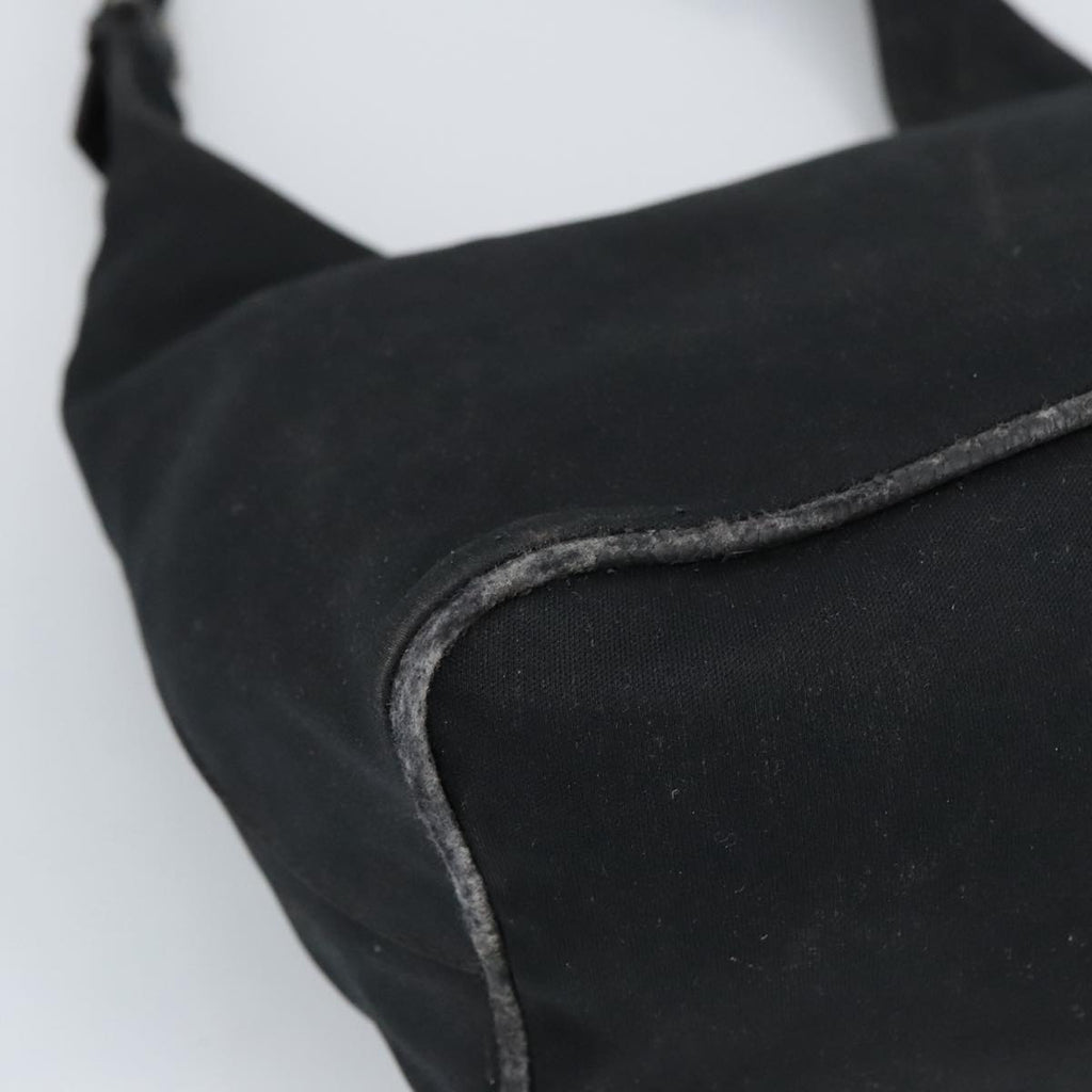 FENDI Mamma Baguette Shoulder Bag Nylon Leather Black Silver 97412