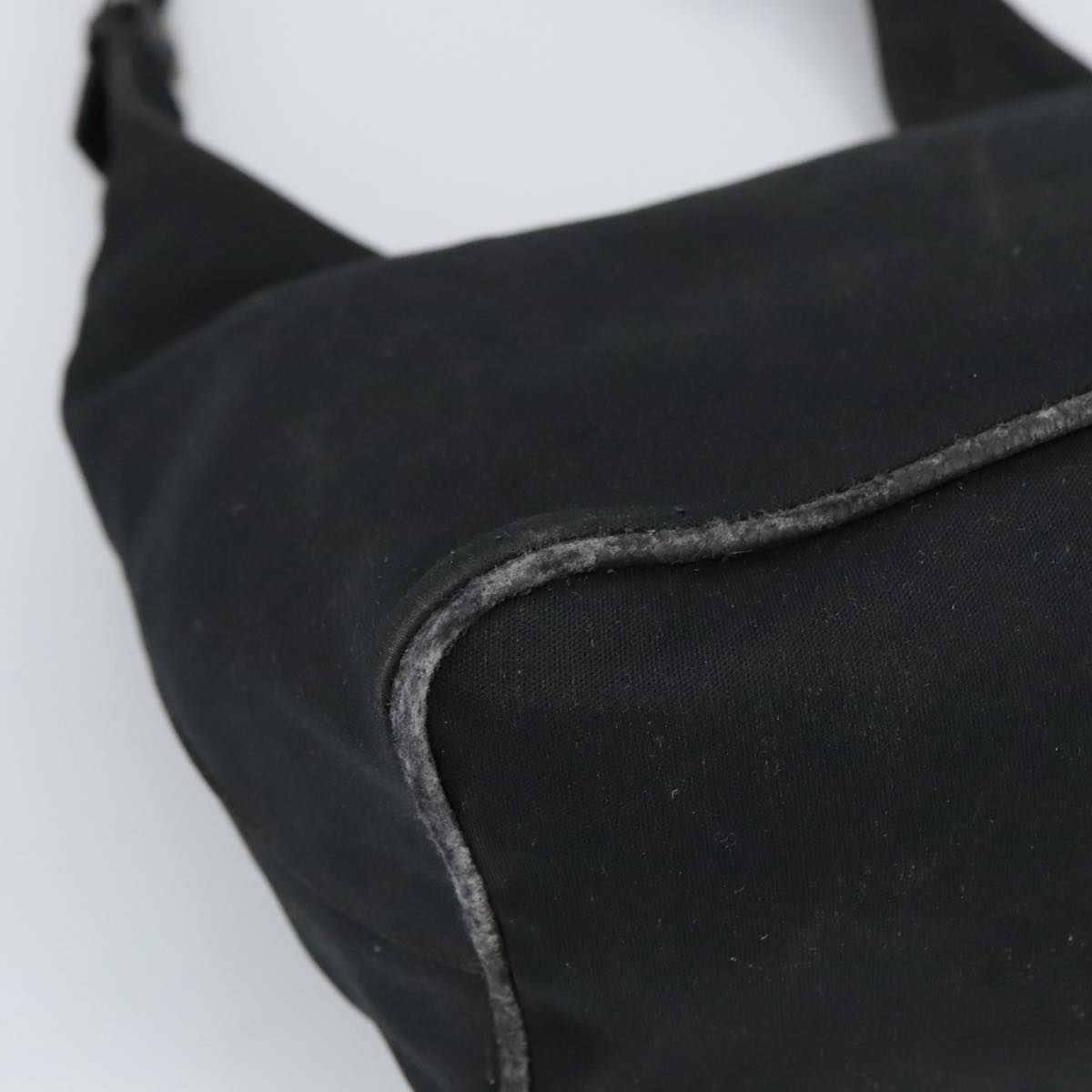 FENDI Mamma Baguette Shoulder Bag Nylon Leather Black Silver 97412