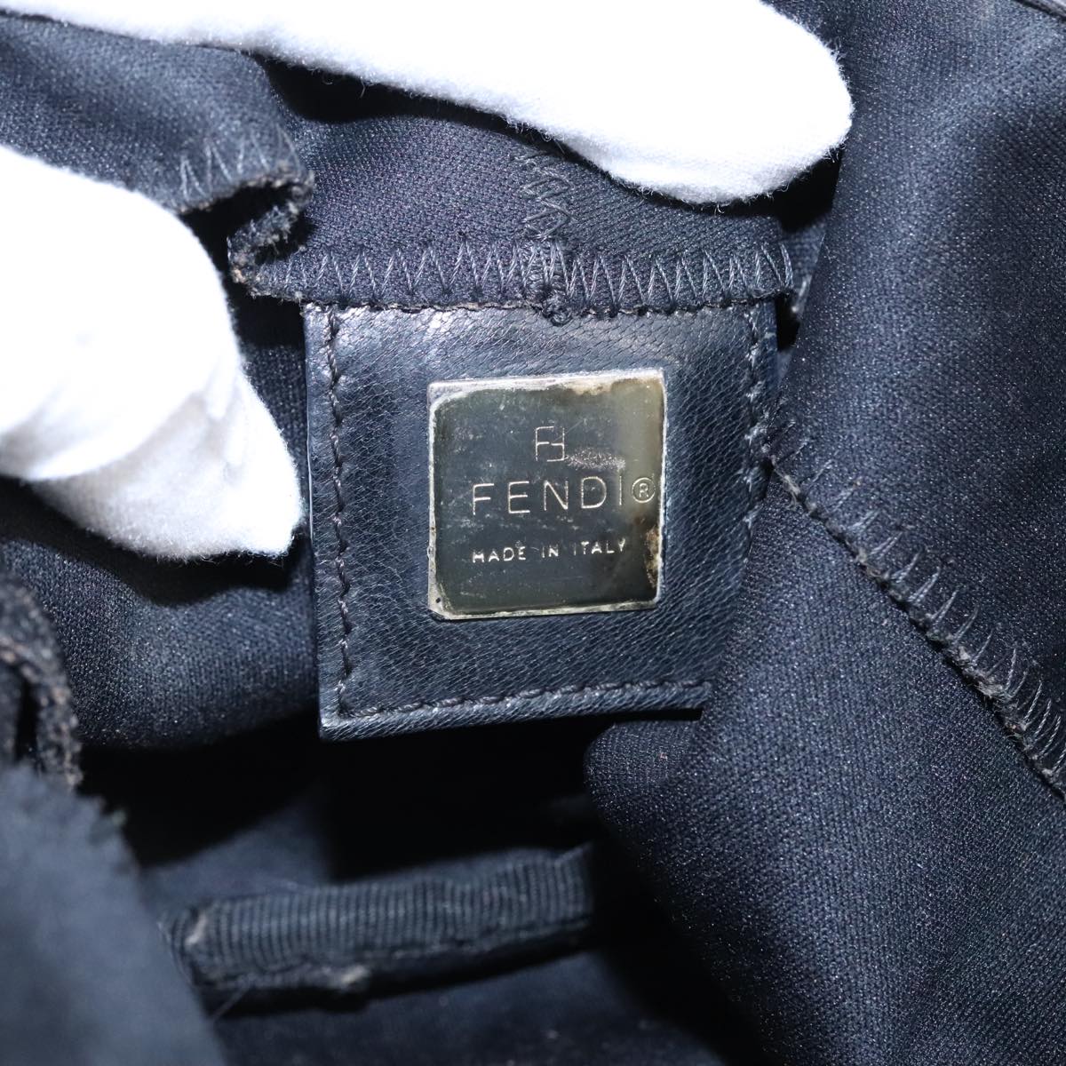 FENDI Mamma Baguette Shoulder Bag Nylon Leather Black Silver 97412