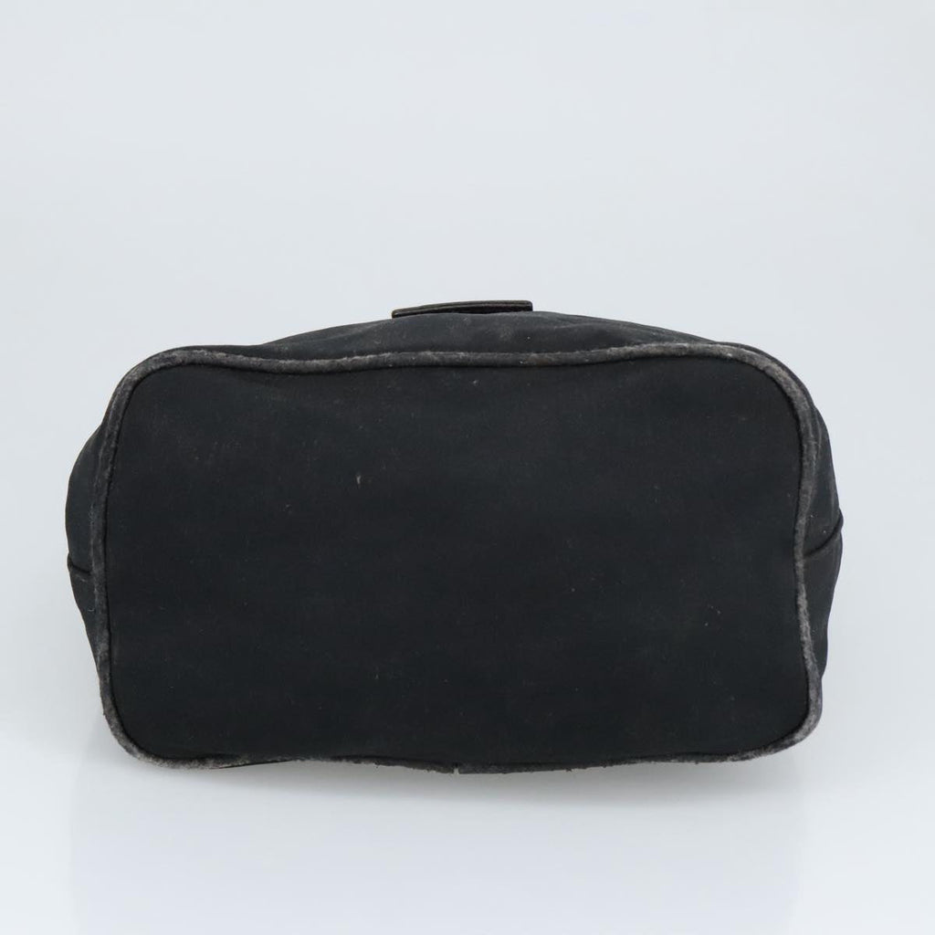 FENDI Mamma Baguette Shoulder Bag Nylon Leather Black Silver 97412