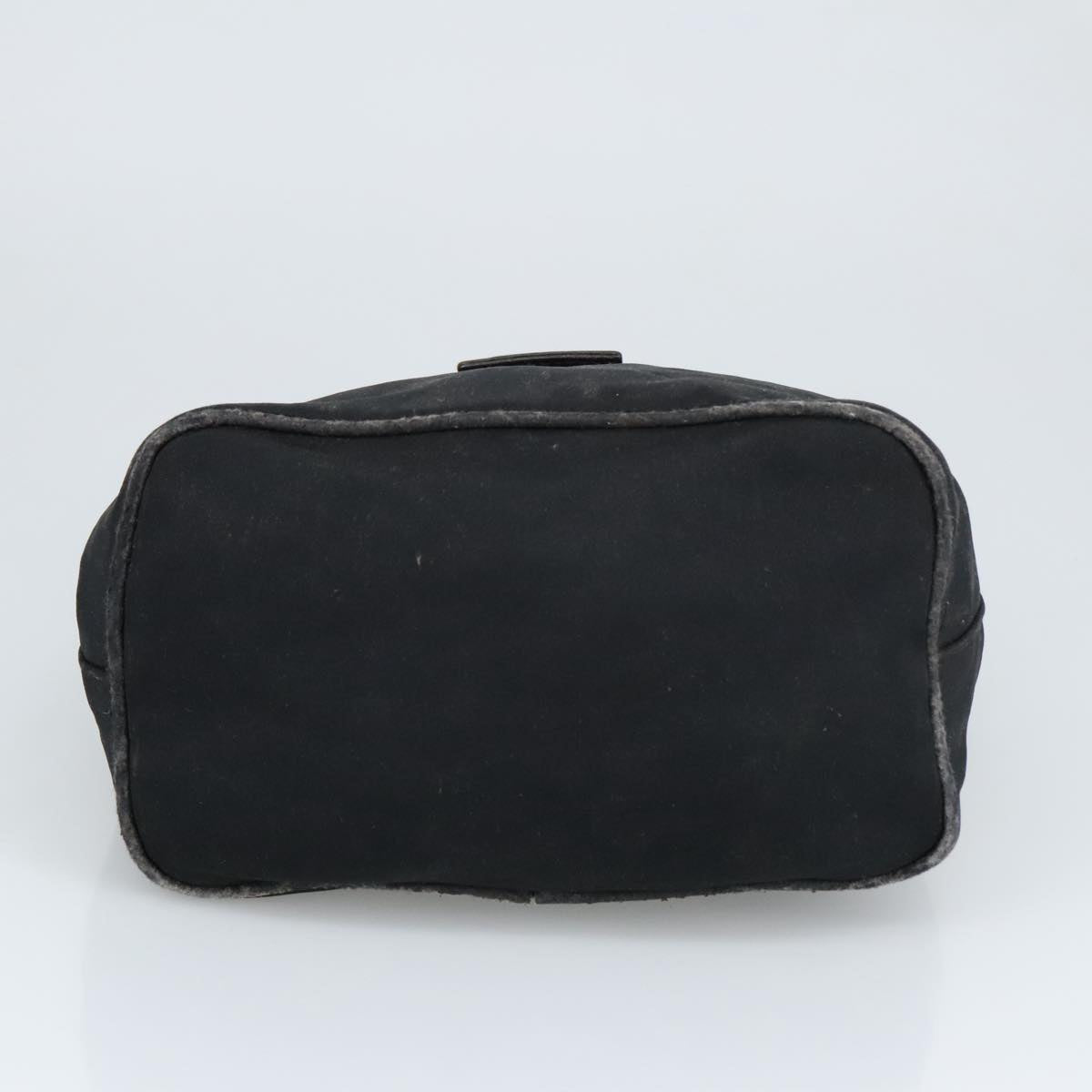 FENDI Mamma Baguette Shoulder Bag Nylon Leather Black Silver 97412