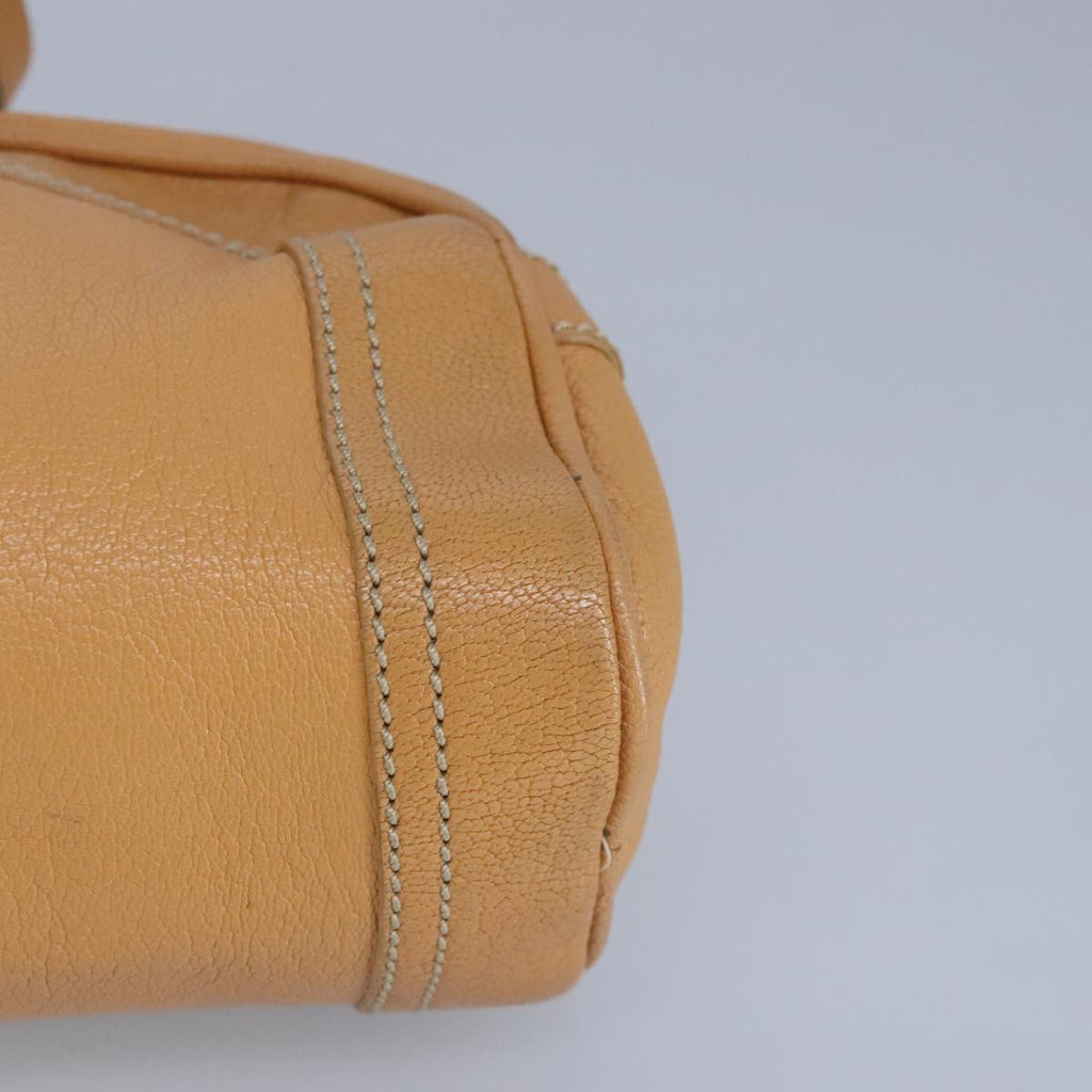 FENDI Hand Bag Leather Orange Silver 97413