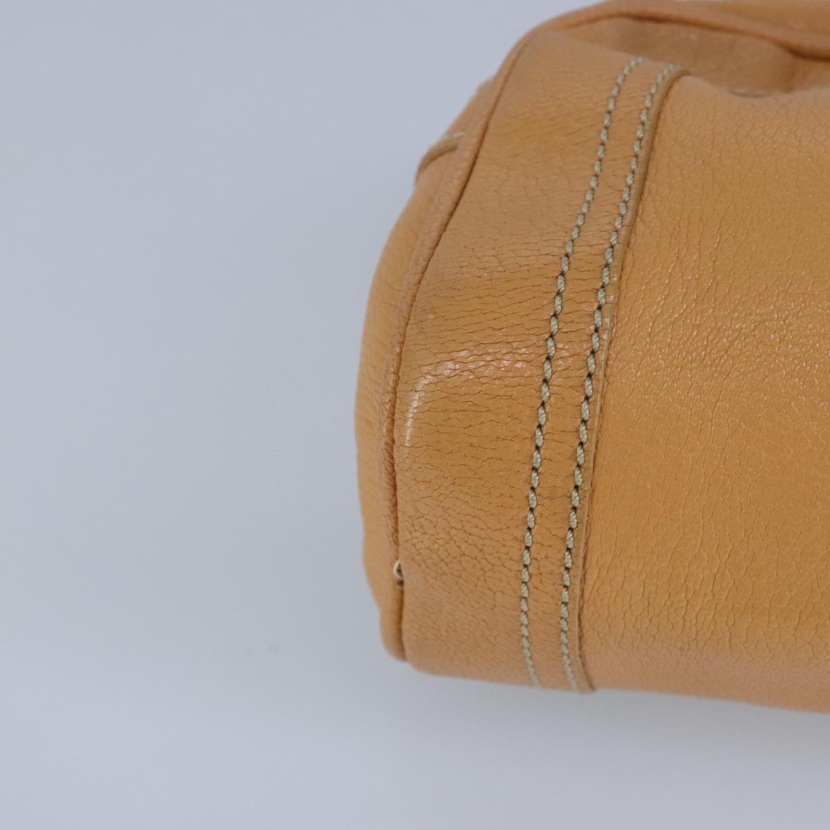 FENDI Hand Bag Leather Orange Silver 97413