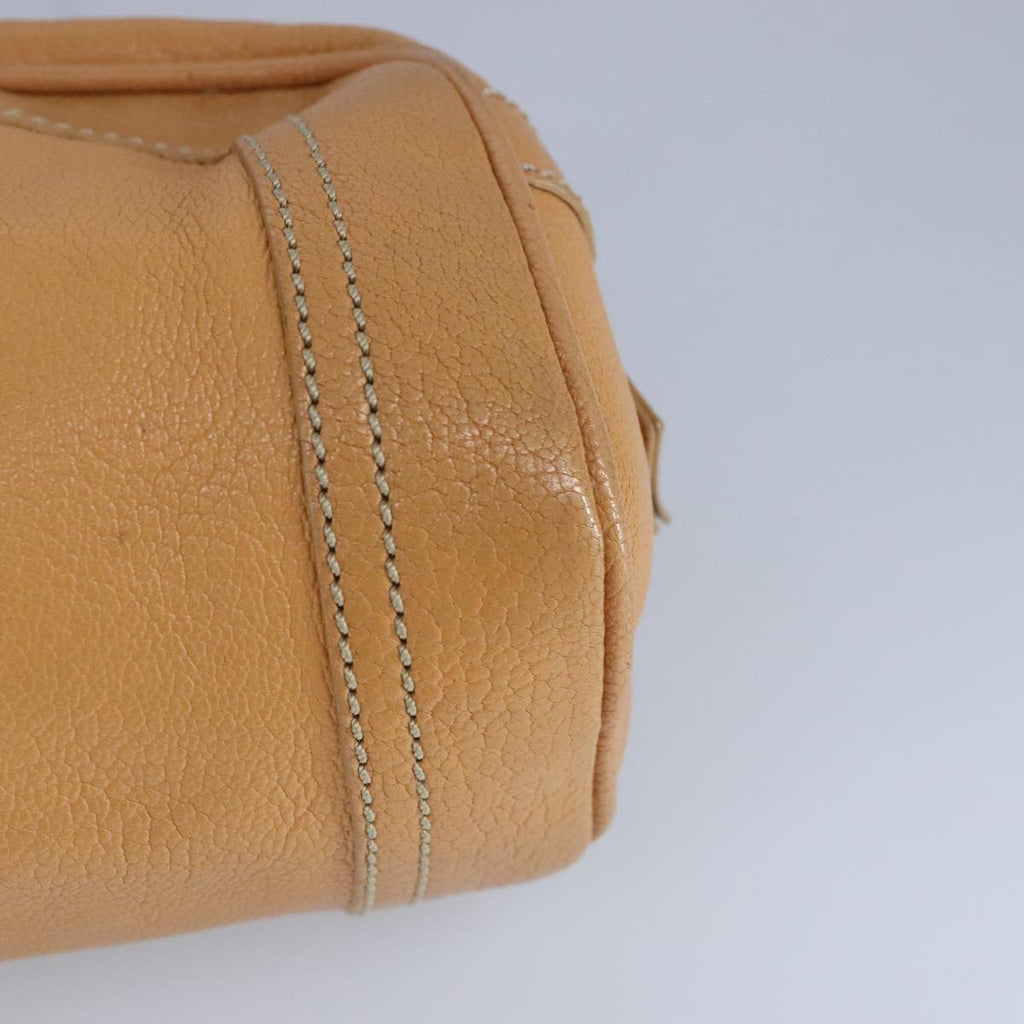 FENDI Hand Bag Leather Orange Silver 97413