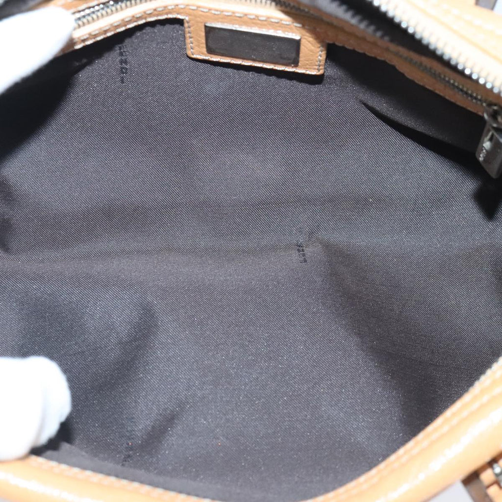 FENDI Hand Bag Leather Orange Silver 97413
