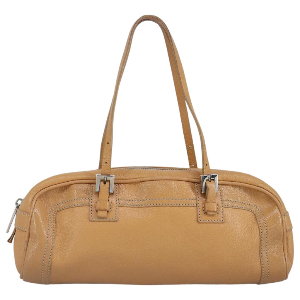 FENDI Hand Bag Leather Orange Silver 97413