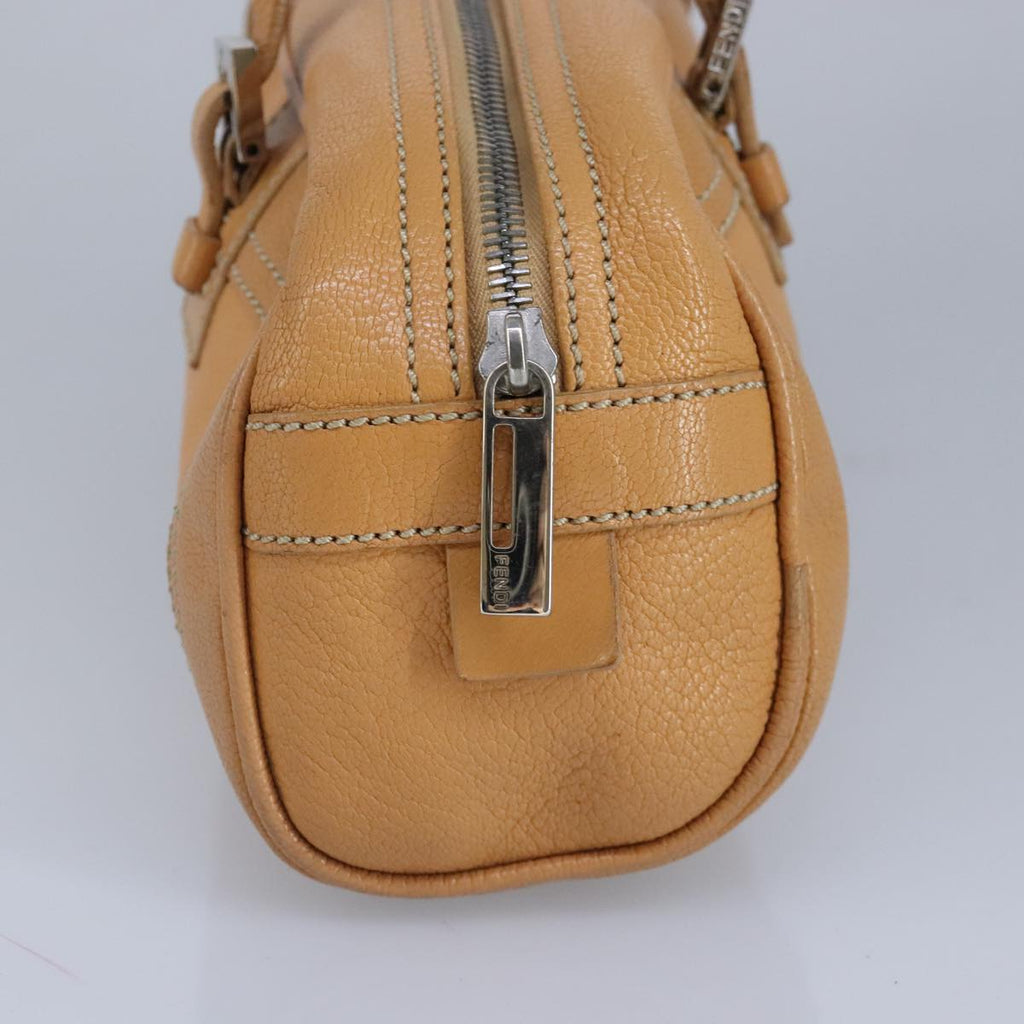 FENDI Hand Bag Leather Orange Silver 97413
