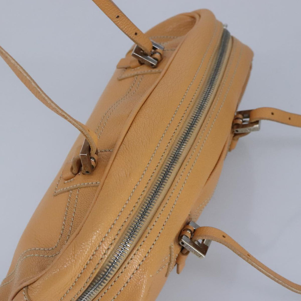 FENDI Hand Bag Leather Orange Silver 97413
