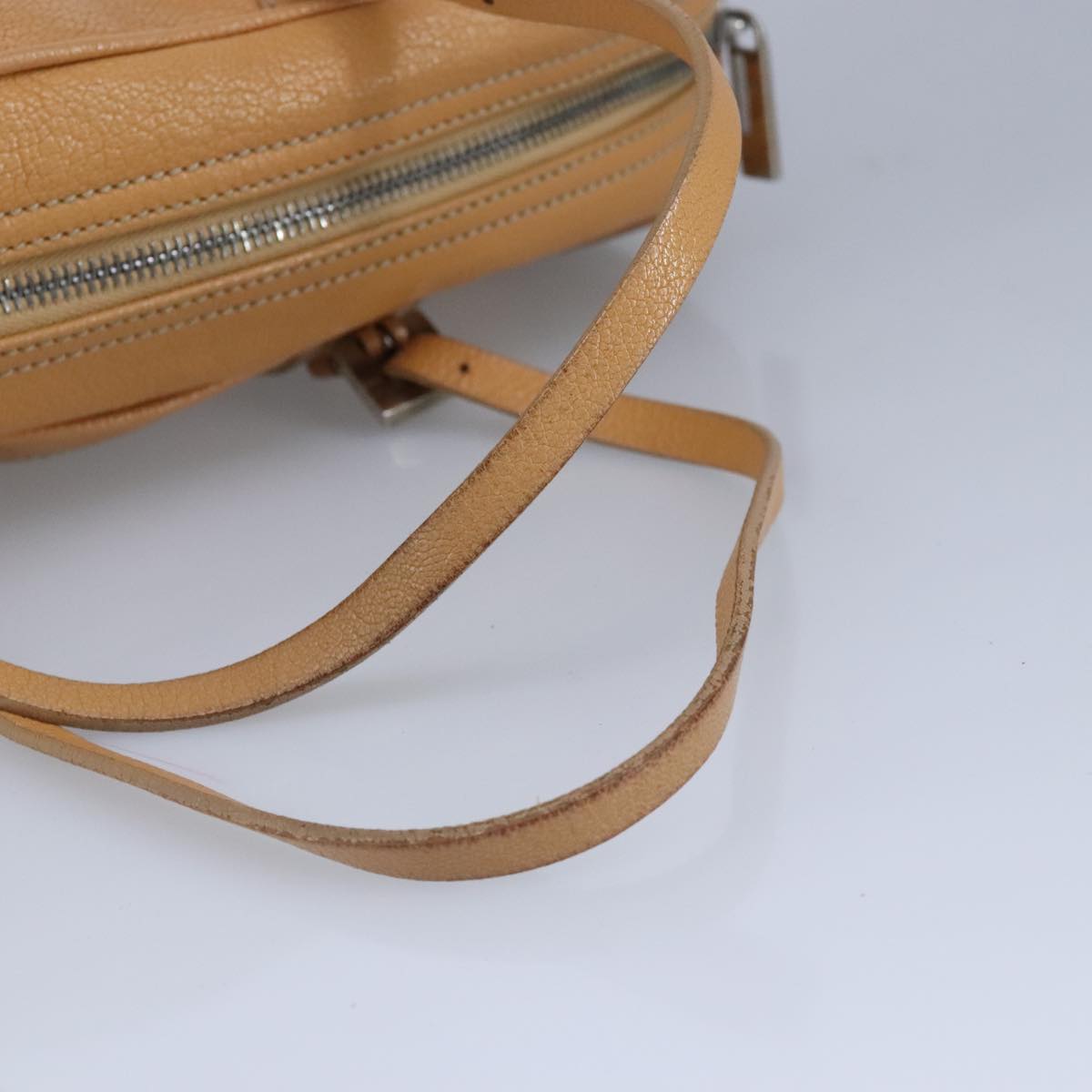 FENDI Hand Bag Leather Orange Silver 97413