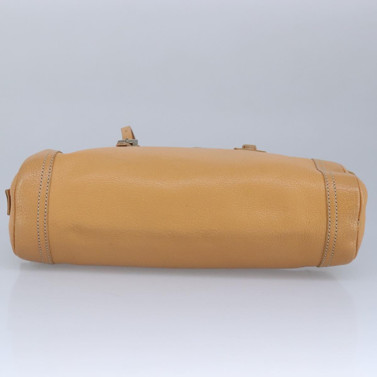 FENDI Hand Bag Leather Orange Silver 97413