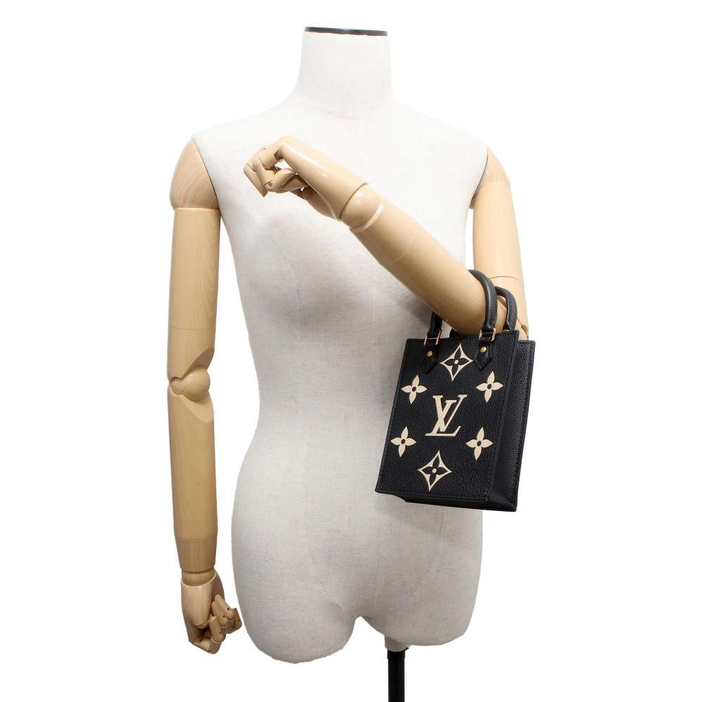 LOUIS VUITTON Petit Sac Plat Noir/Beige M81416 Bicolor Monogram Empreinte Leather