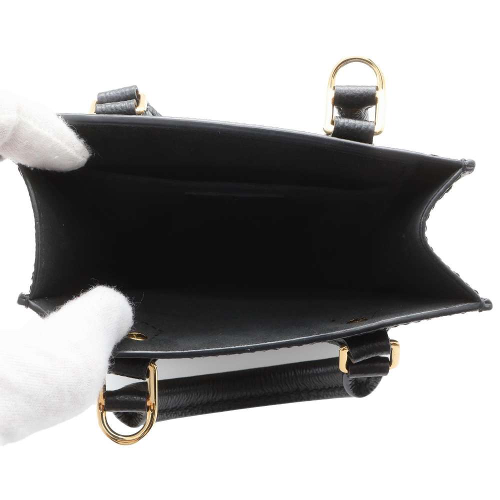 LOUIS VUITTON Petit Sac Plat Noir/Beige M81416 Bicolor Monogram Empreinte Leather