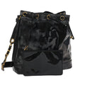 CHANEL Shoulder Bag Enamel Black Gold CC 97456