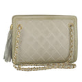 CHANEL Matelasse Chain Shoulder Bag Lamb Skin Beige Gold CC 97457