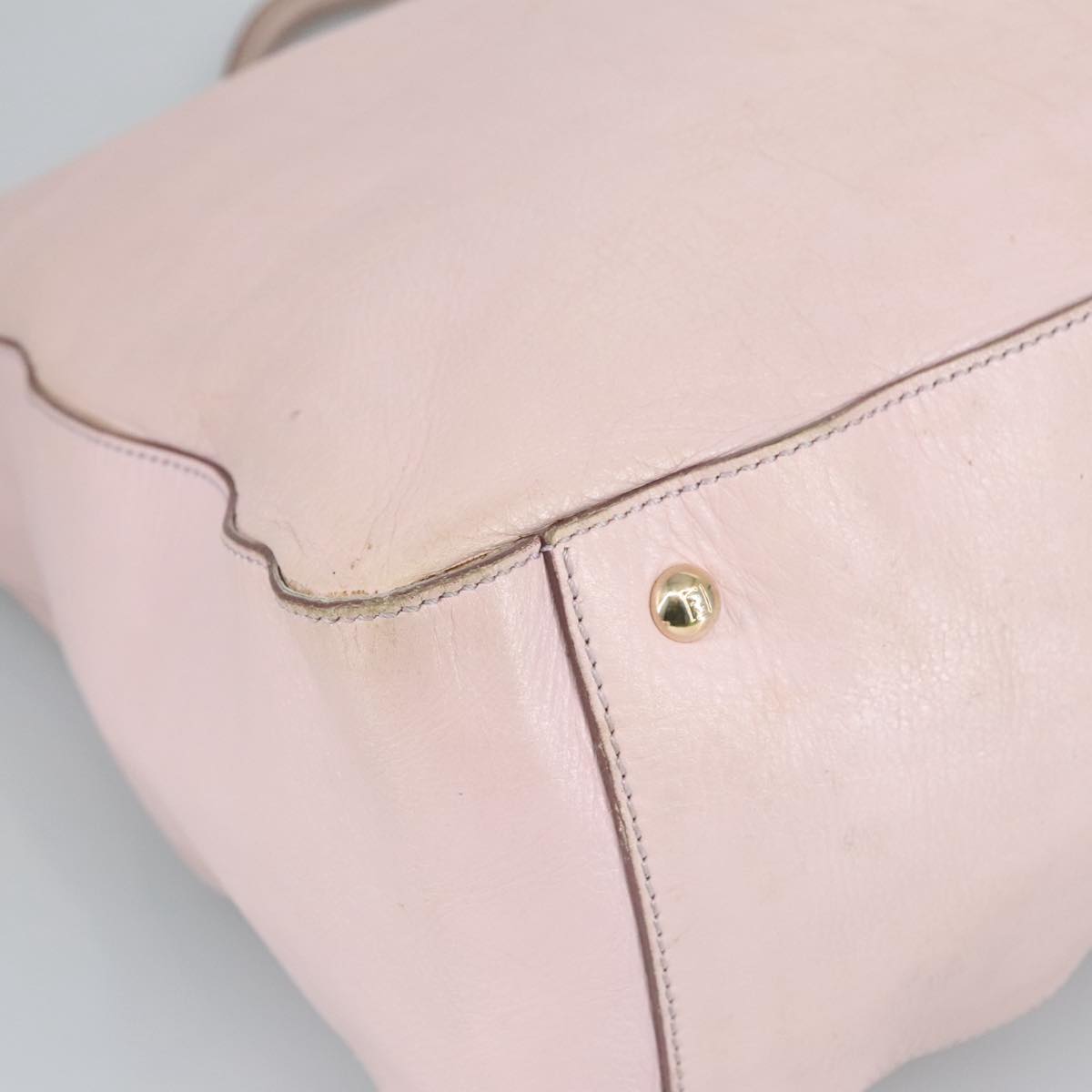 FENDI Hand Bag Leather 2way Pink Gold 97494