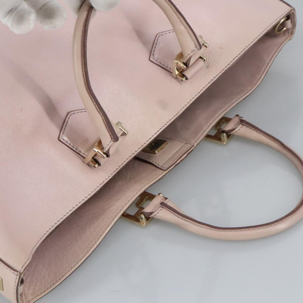 FENDI Hand Bag Leather 2way Pink Gold 97494