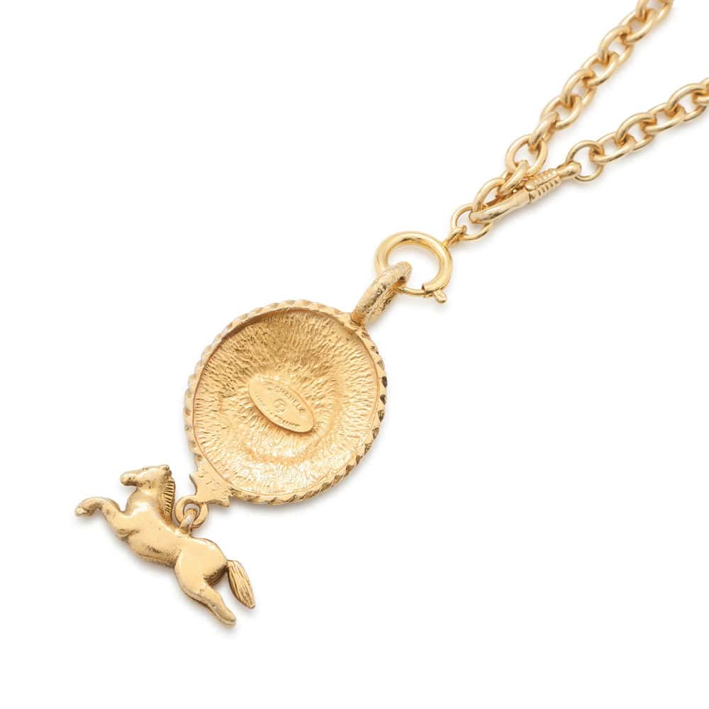 CHANEL Horse Long Necklace Metal