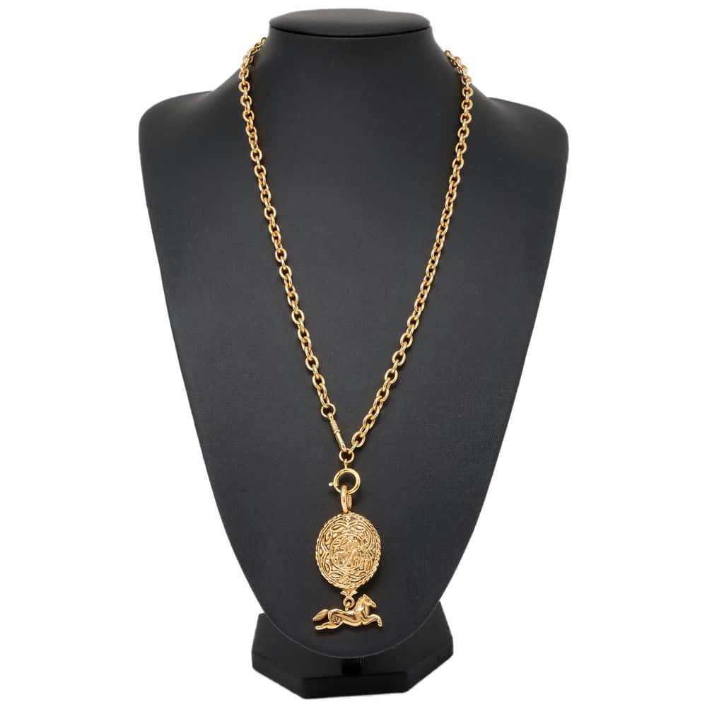 CHANEL Horse Long Necklace Metal