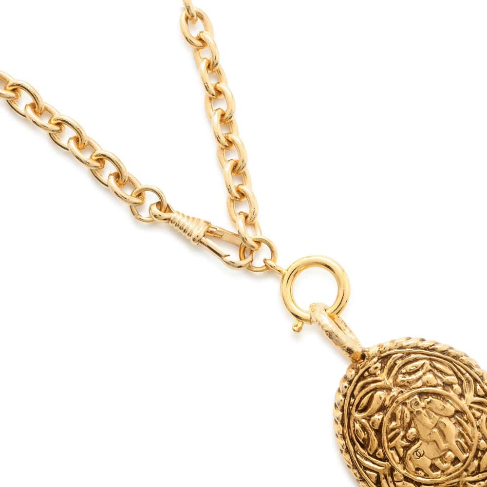 CHANEL Horse Long Necklace Metal