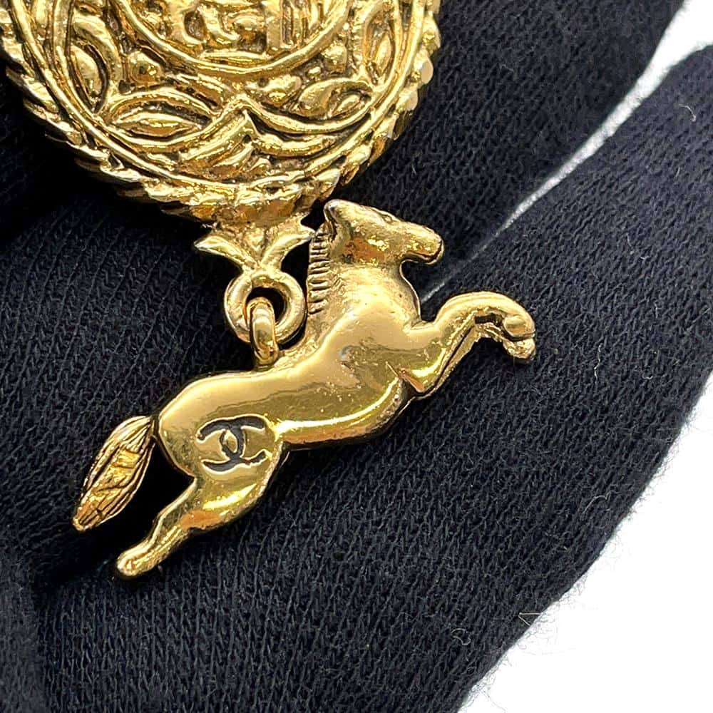 CHANEL Horse Long Necklace Metal