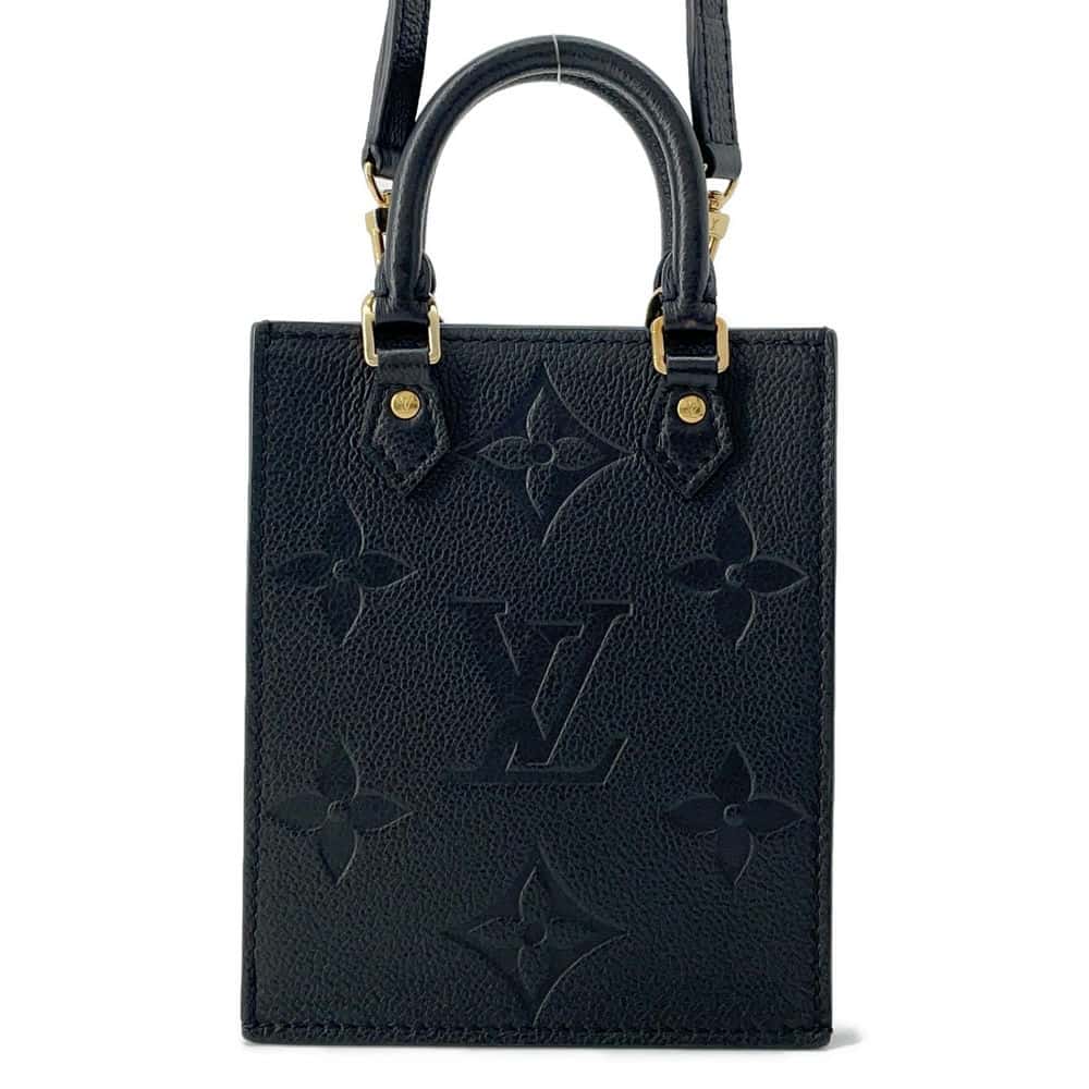LOUIS VUITTON Petit Sac Plat Noir M81417 Monogram Empreinte Leather