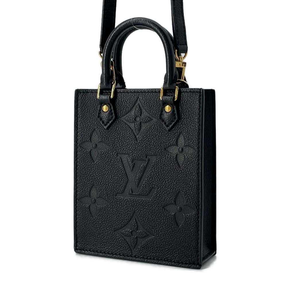 LOUIS VUITTON Petit Sac Plat Noir M81417 Monogram Empreinte Leather