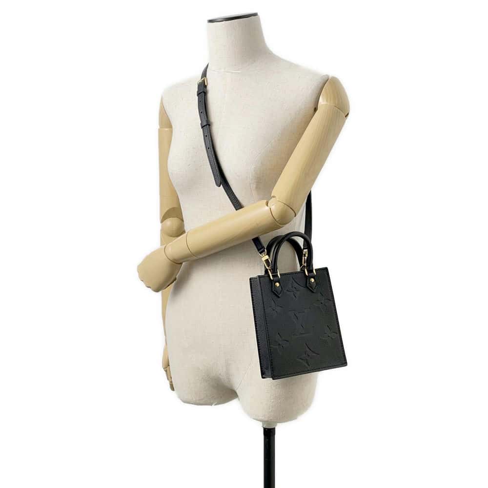 LOUIS VUITTON Petit Sac Plat Noir M81417 Monogram Empreinte Leather