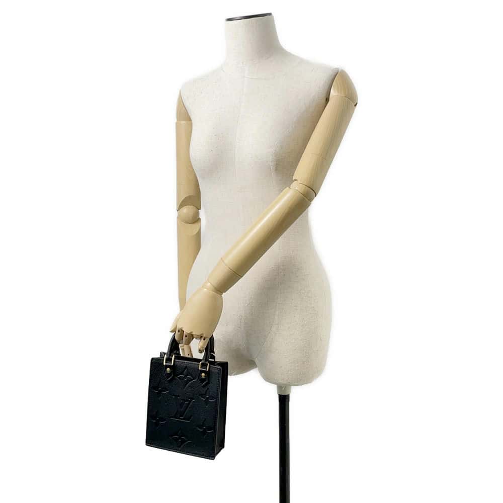 LOUIS VUITTON Petit Sac Plat Noir M81417 Monogram Empreinte Leather