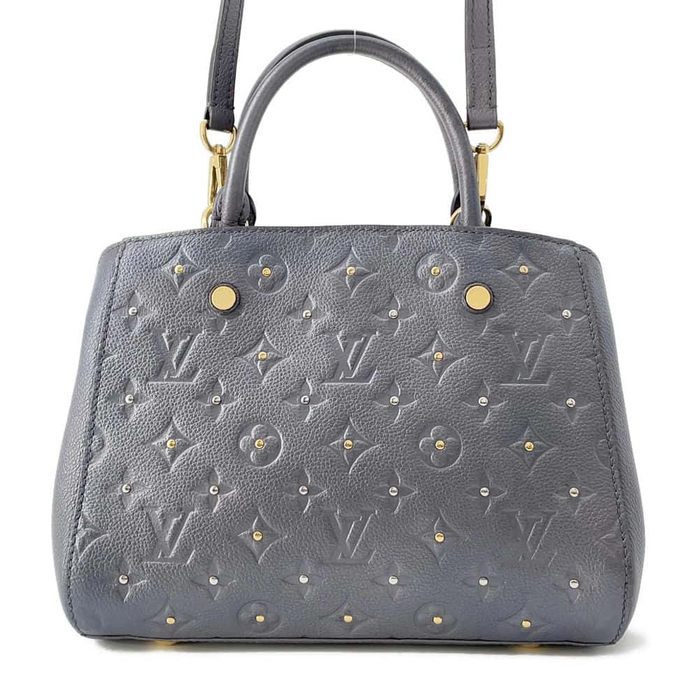 LOUIS VUITTON Montaigne Gris Silver M51727 Monogram Empreinte Leather Size BB