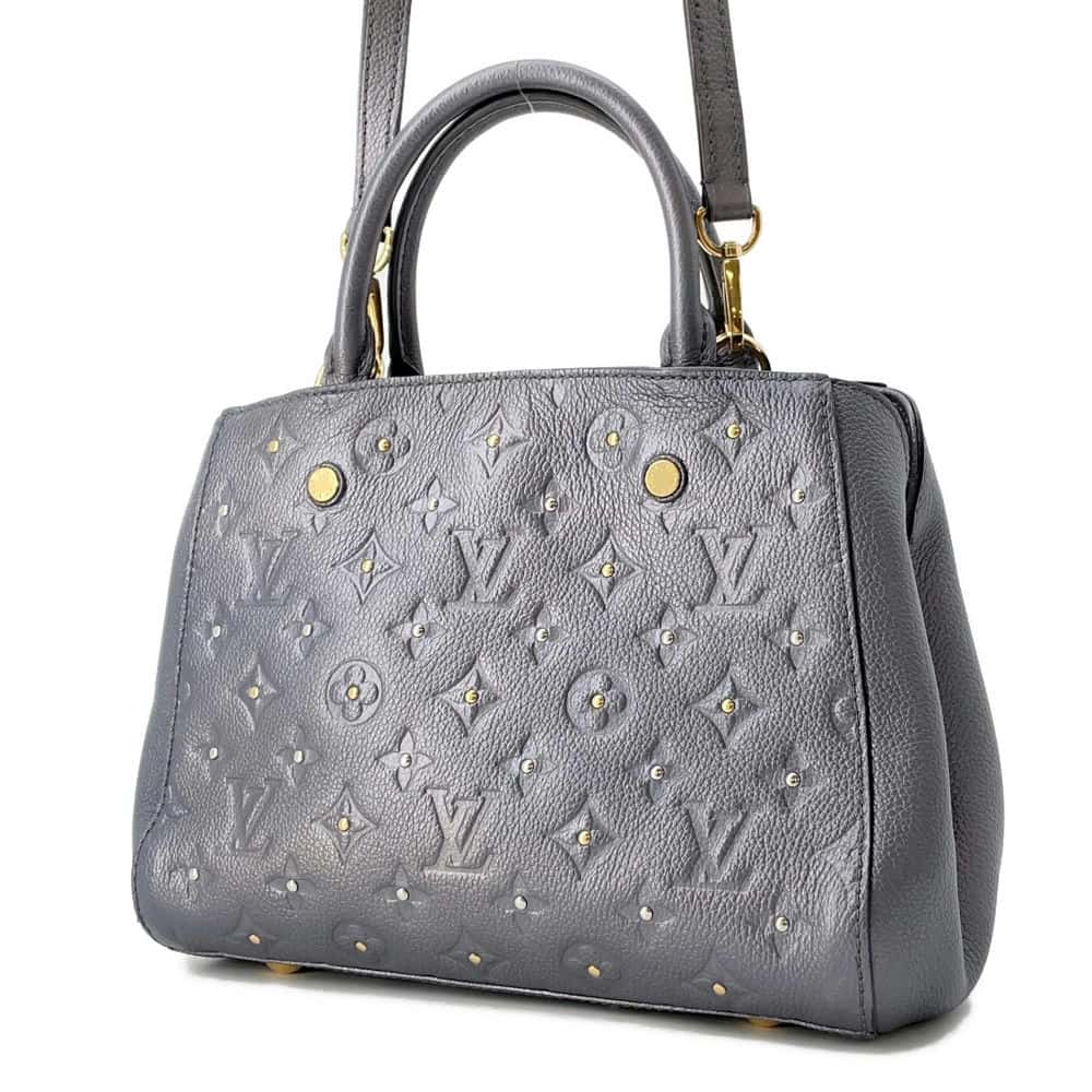 LOUIS VUITTON Montaigne Gris Silver M51727 Monogram Empreinte Leather Size BB