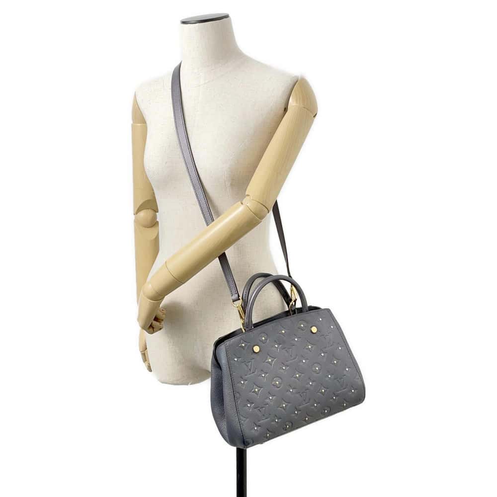 LOUIS VUITTON Montaigne Gris Silver M51727 Monogram Empreinte Leather Size BB