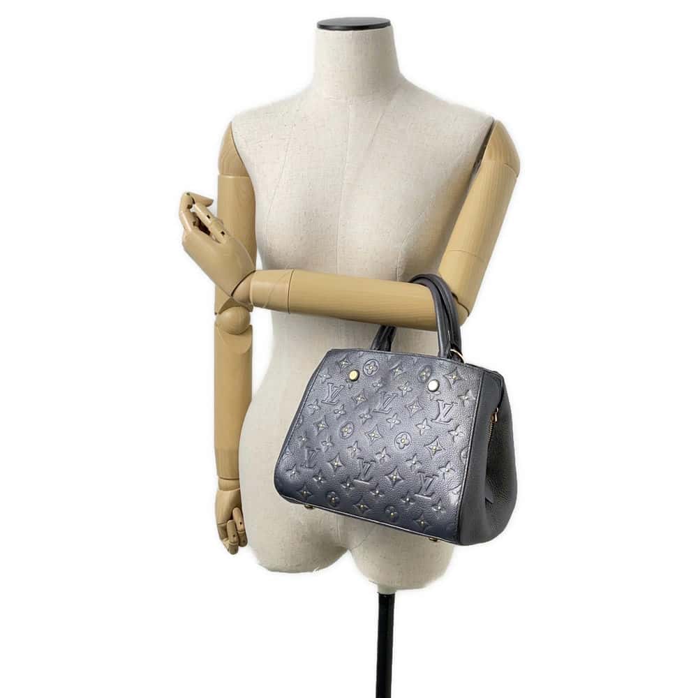 LOUIS VUITTON Montaigne Gris Silver M51727 Monogram Empreinte Leather Size BB