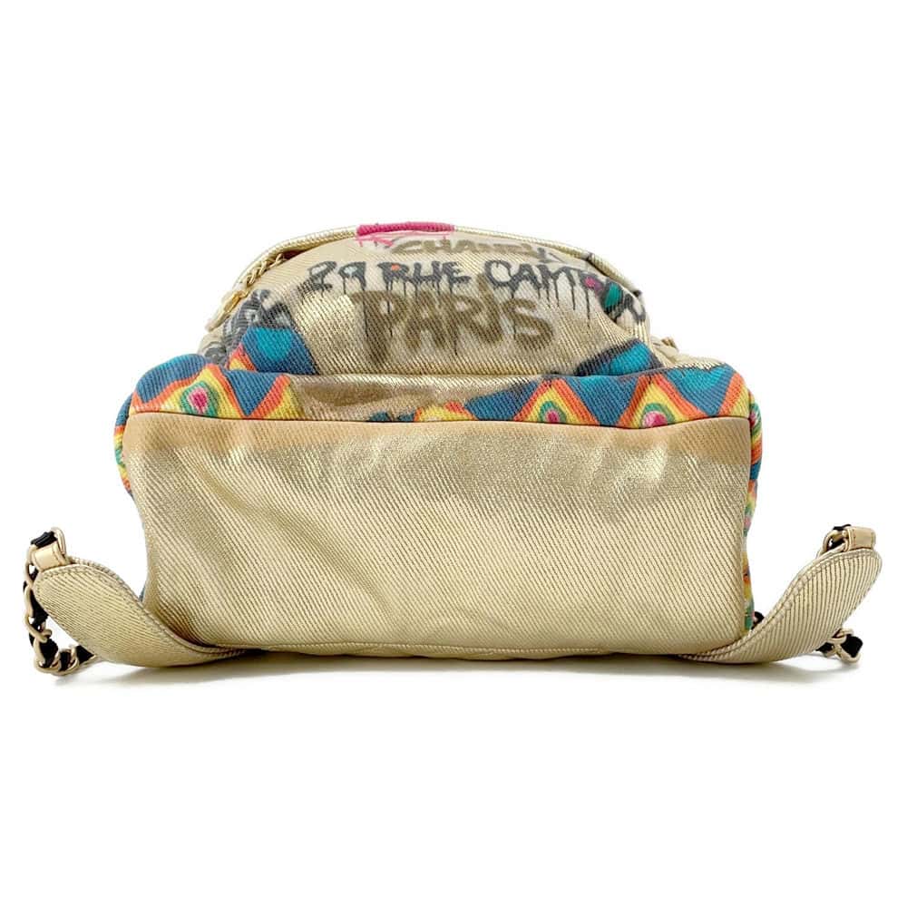 CHANEL CC Logo Graffiti Backpack Gold/MulticolorAS0867 Canvas Leather