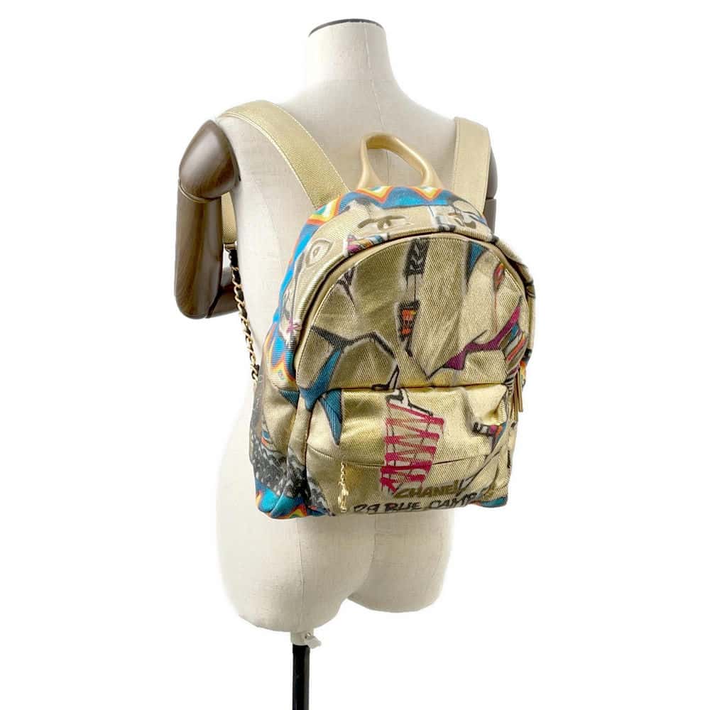 CHANEL CC Logo Graffiti Backpack Gold/MulticolorAS0867 Canvas Leather