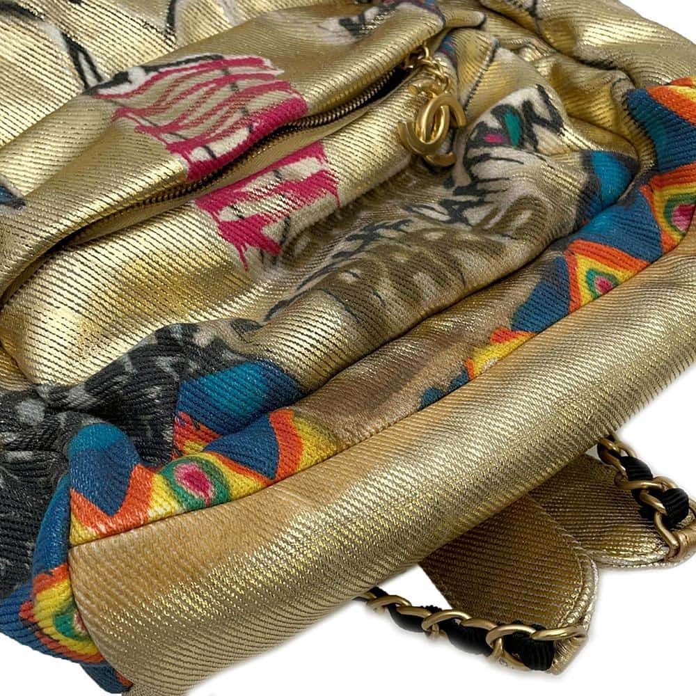 CHANEL CC Logo Graffiti Backpack Gold/MulticolorAS0867 Canvas Leather