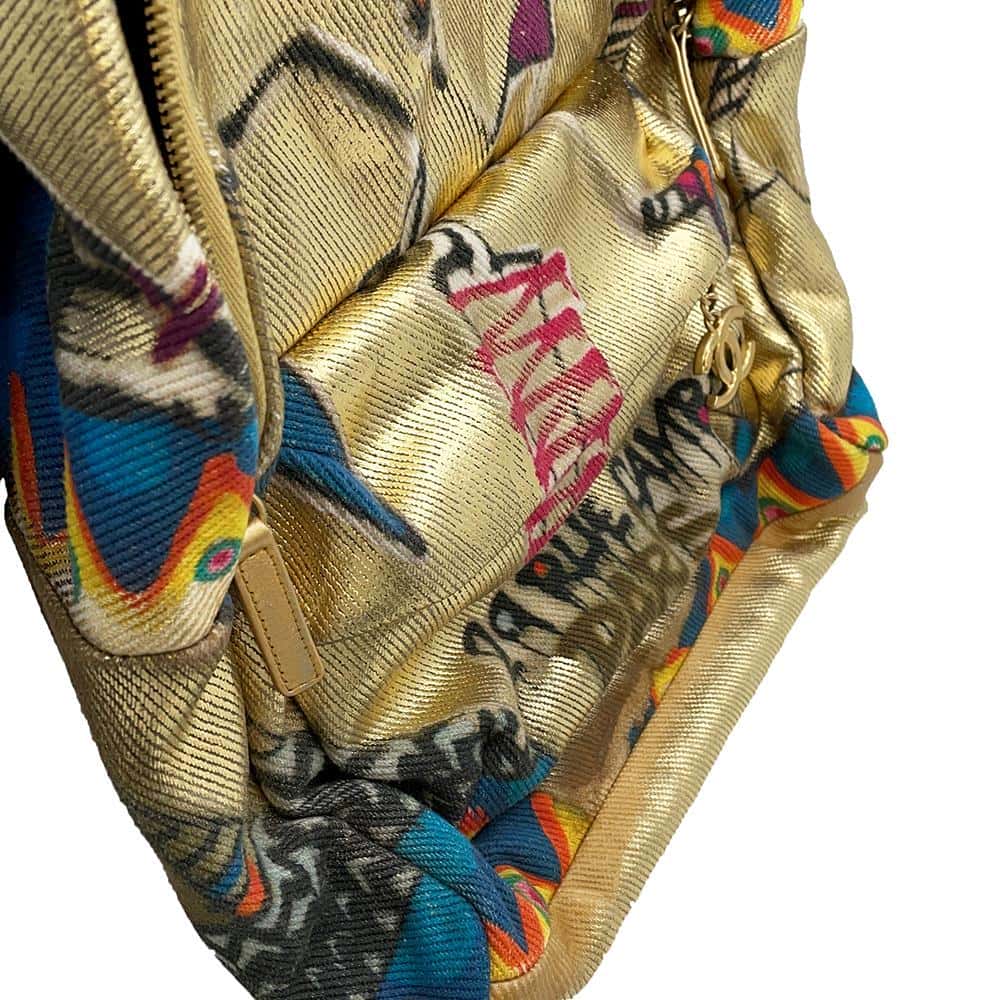 CHANEL CC Logo Graffiti Backpack Gold/MulticolorAS0867 Canvas Leather