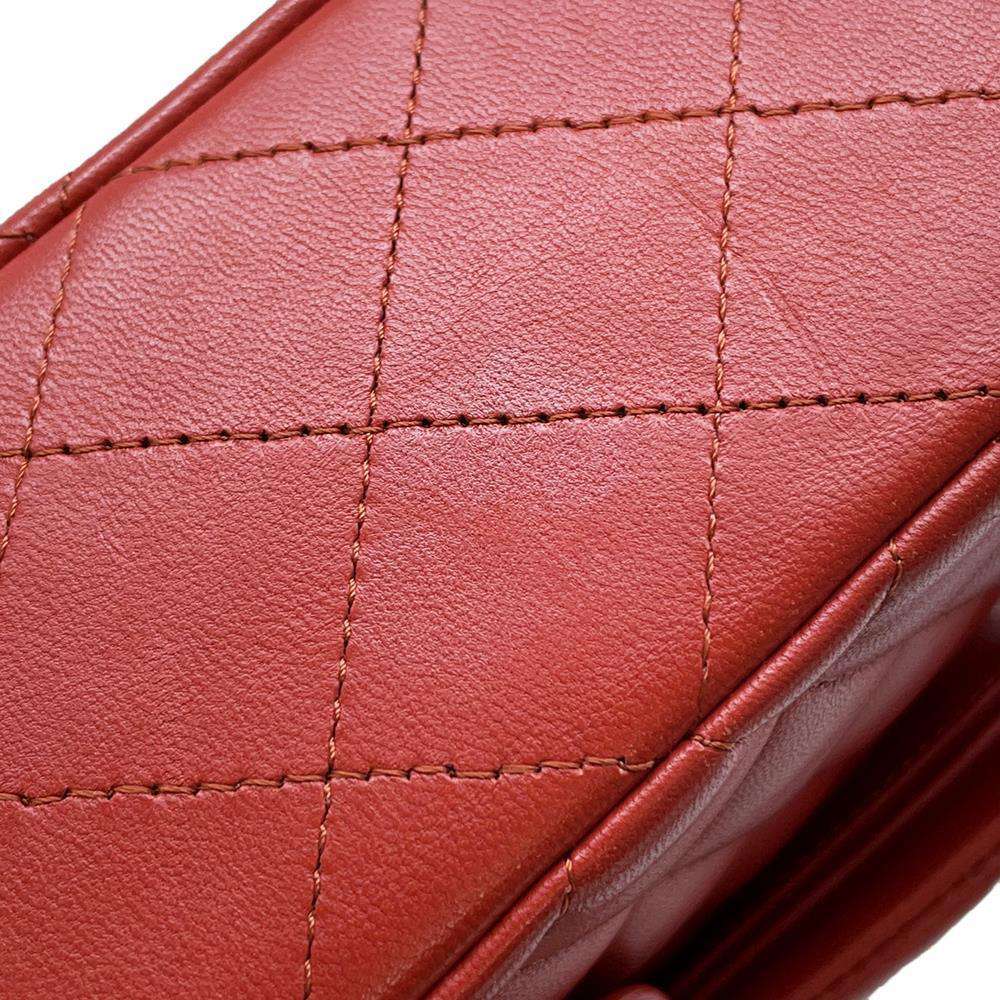 CHANEL Matelasse Double Flap ChainShoulder Bag RedA01113 Lambskin Size 23