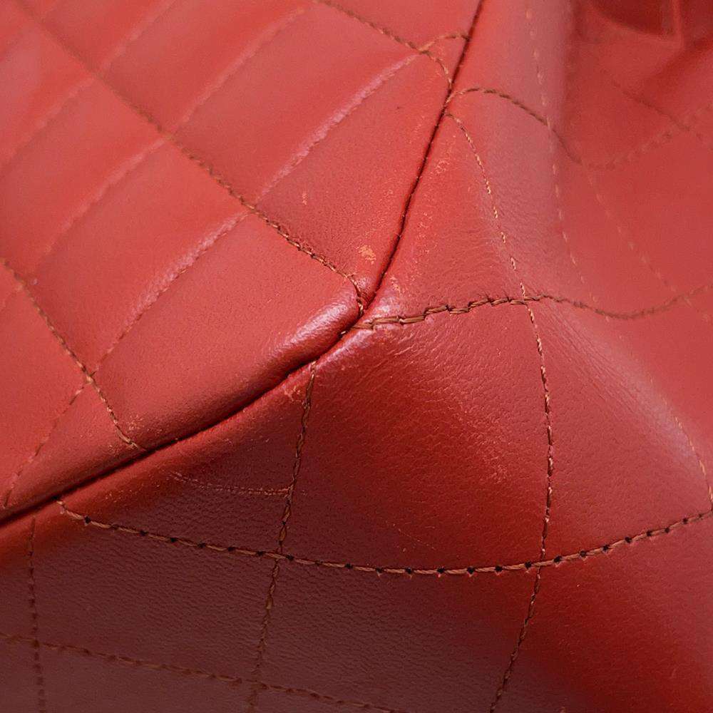 CHANEL Matelasse Double Flap ChainShoulder Bag RedA01113 Lambskin Size 23