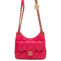 CHANEL Matelasse CC Logo Hobo Bag PinkAS3710 Shiny Calf Leather