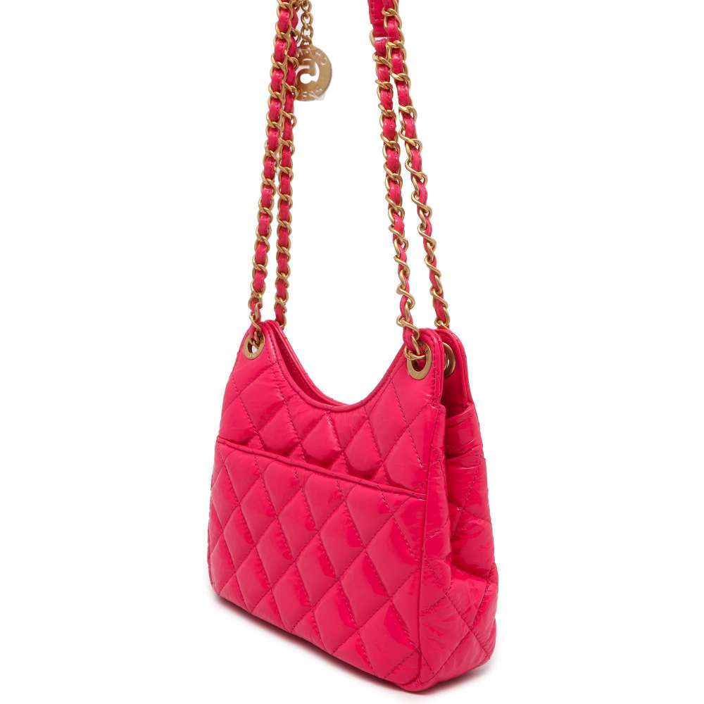 CHANEL Matelasse CC Logo Hobo Bag PinkAS3710 Shiny Calf Leather