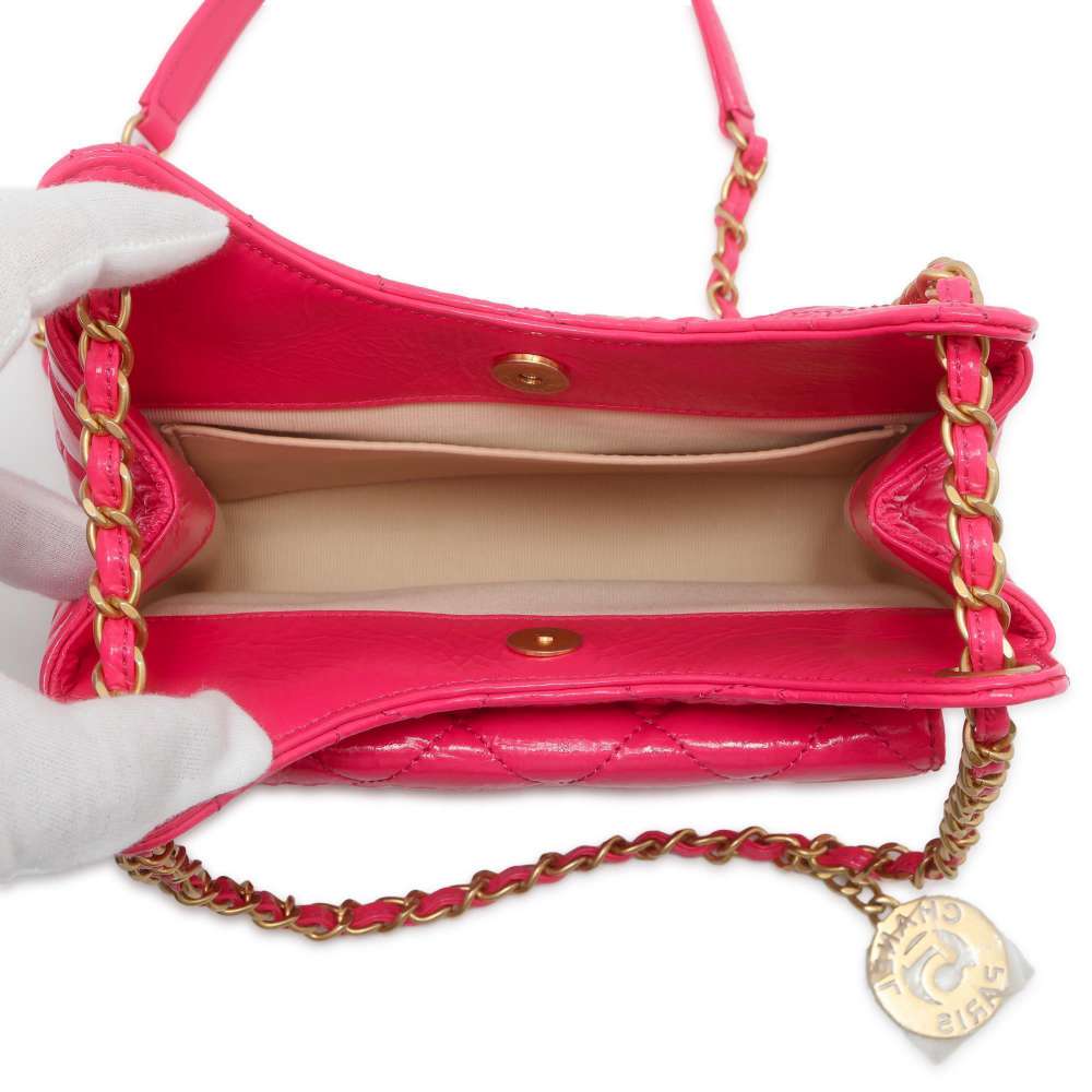 CHANEL Matelasse CC Logo Hobo Bag PinkAS3710 Shiny Calf Leather