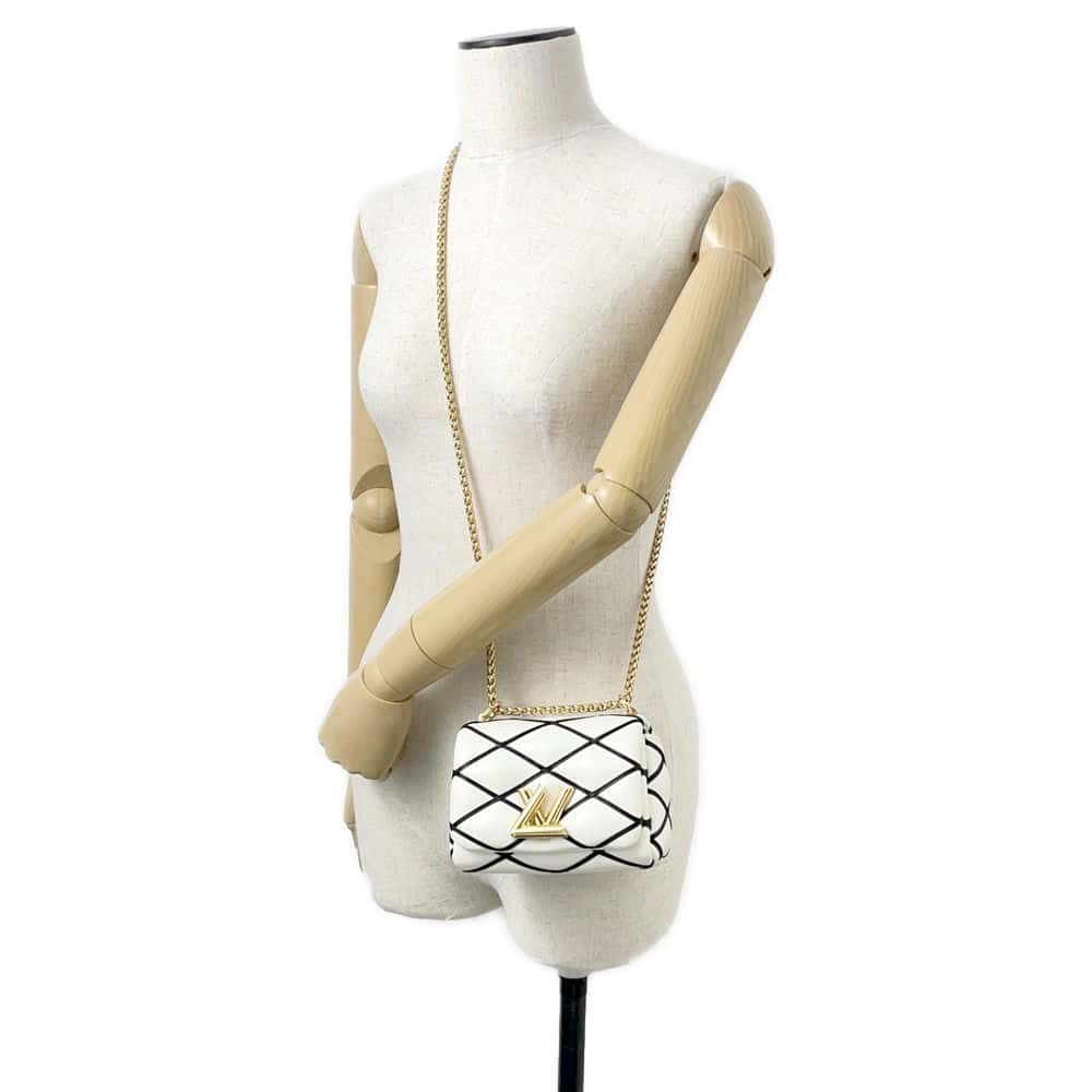 LOUIS VUITTON PICO GO-14 Maltage White/Noir M23762 Lamb Leather LV Twist