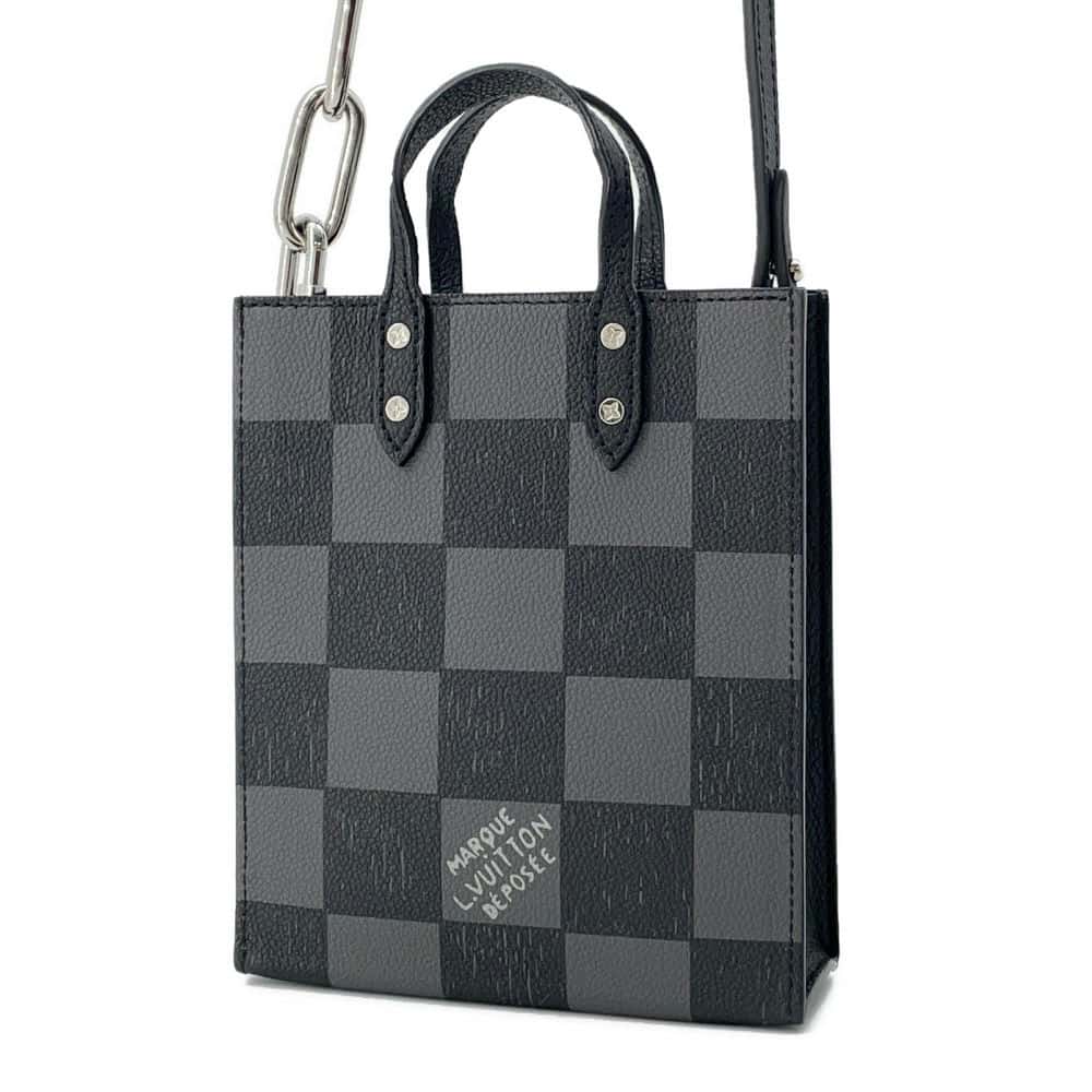 LOUIS VUITTON Sac Plat Noir N60479 damier checkerboard Size XS